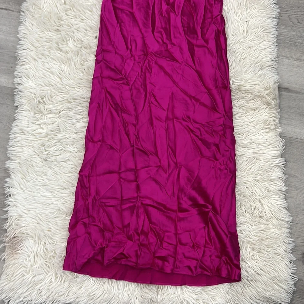 Amanda Uprichard Shiran Strapless Midi Dress in Magenta silk - Picture 4 of 8